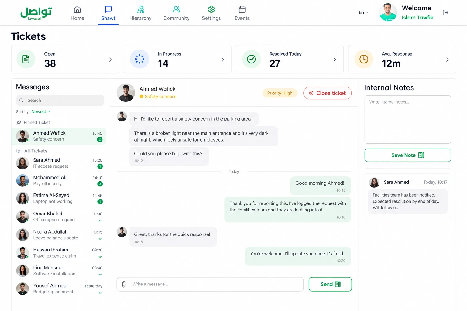 Tawasol — Ticketing